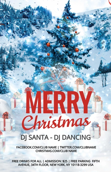 Free Christmas DJ Party Poster Template to Edit Online