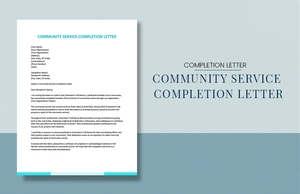 Community Service Completion Letter Community Service Completion Letter