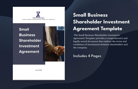 Small Business Shareholder Investment Agreement Template