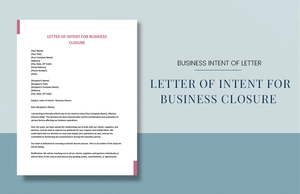 Letter Of Intent For Business Closure