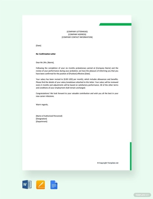 Company Confirmation Letter