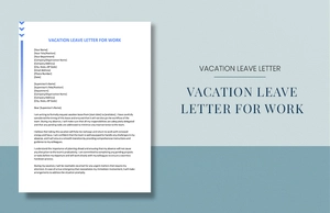 Vacation Leave Letter For Work