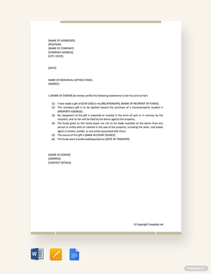Simple Gift Letter