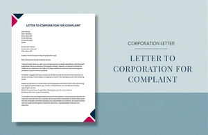 Letter to Corporation For Complaint Letter to Corporation For Complaint
