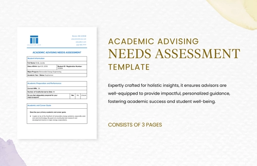 Academic Advising Needs Assessment Template