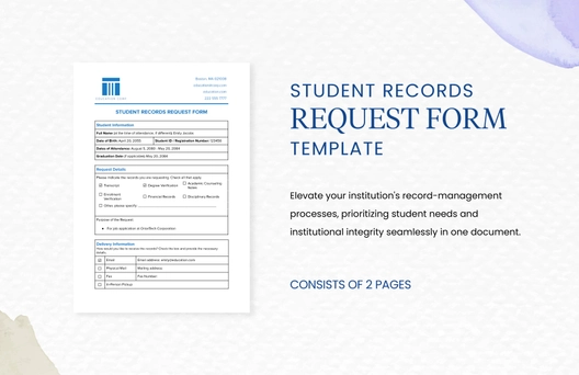 Student Records Request Form Template Student Records Request Form Template