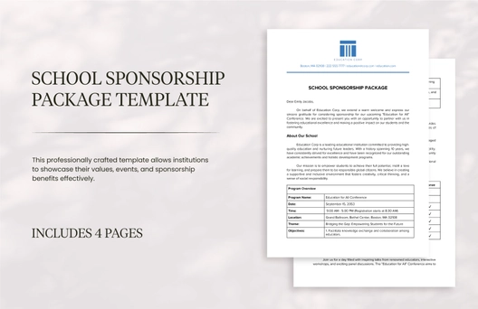School Sponsorship Package Template