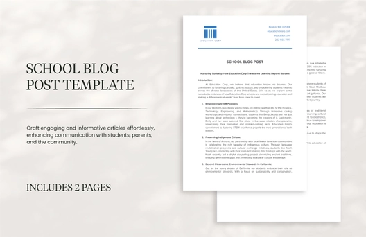 School Blog Post Template