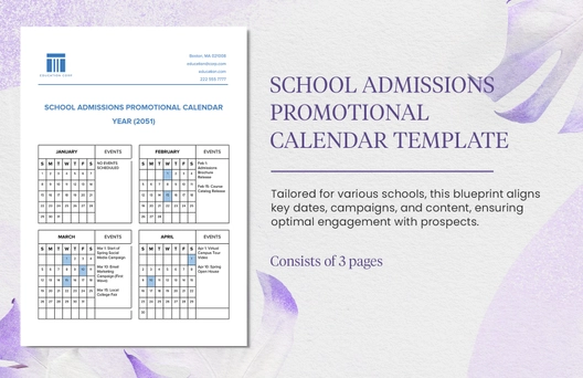 School Admissions Promotional Calendar Template