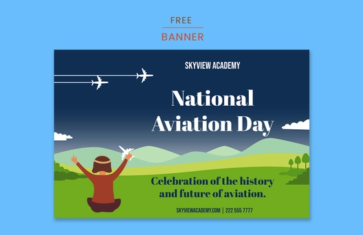 National Aviation Day Banner Template