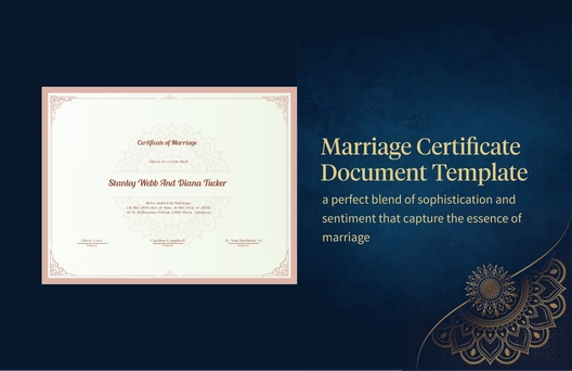 Marriage Certificate Document Template Marriage Certificate Document Template