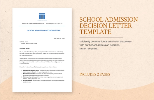 School Admission Decision Letter Template
