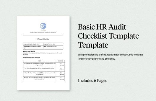 Basic HR Audit Checklist Template