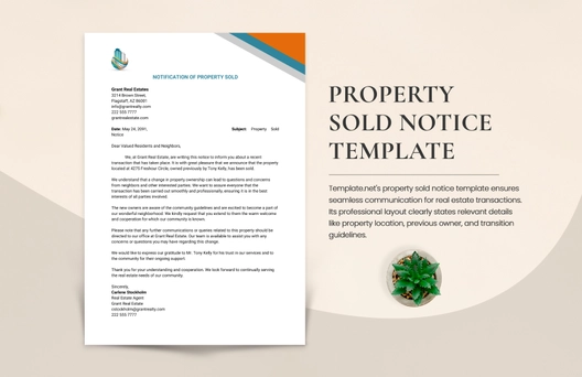 Property Sold Notice Template Property Sold Notice Template