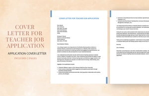 Cover Letter For Teacher Job Application