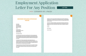 Employment Application Letter For Any Position