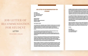 Job letter of recommendation for student