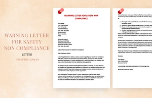 Warning letter for safety non compliance