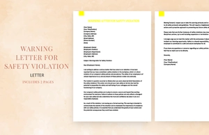 Warning letter for safety violation