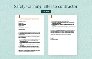 Safety warning letter to contractor