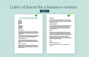 Letter of intent for a business venture Letter of intent for a business venture