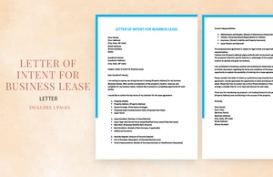 Letter of intent for business lease Letter of intent for business lease