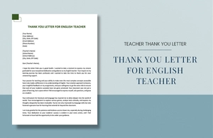 Thank You Letter For English Teacher