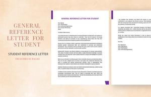 General Reference Letter For Student