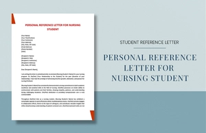 Personal Reference Letter For Nursing Student