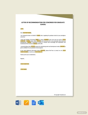 Letter of Recommendation for Coworker for Graduate School