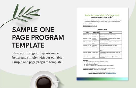 Sample One Page Program Template Sample One Page Program Template