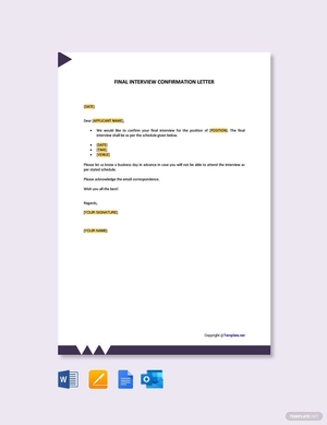 Confirmation Letter Confirmation Letter