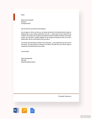 Employeee Transfer Letter