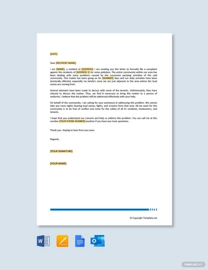 Noise Complaint Letter to Council