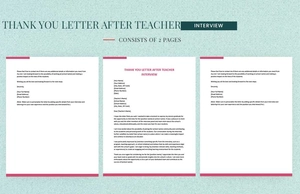 Thank You Letter After Teacher Interview Template