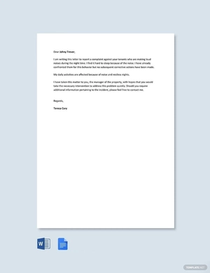 Noise Complaint Letter to Property Manager