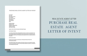 Purchase Real Estate Agent Letter Of Intent