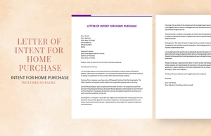 Letter Of Intent For Home Purchase
