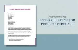 Letter Of Intent For Product Purchase