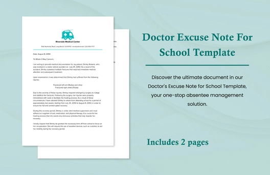 Doctor Excuse Note For School Template