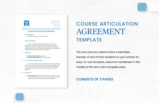 Course Articulation Agreement Template