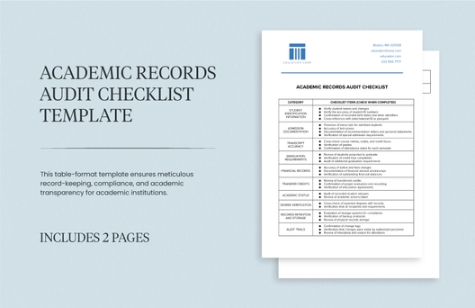 Academic Records Audit Checklist Template