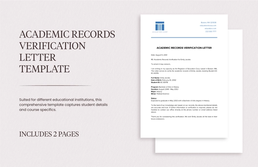 Academic Records Verification Letter Template