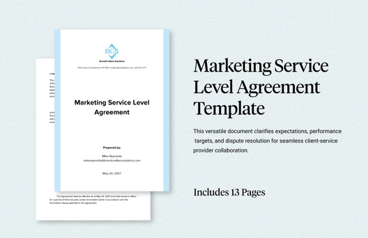 Marketing Service Level Agreement Template