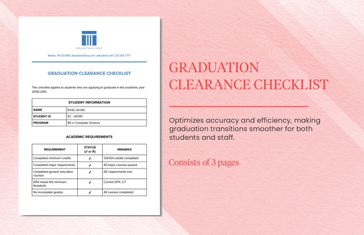 Graduation Clearance Checklist Template