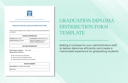 Graduation Diploma Distribution Form Template