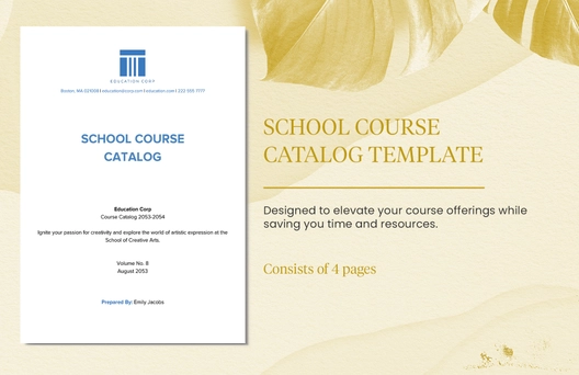 School Course Catalog Template
