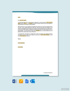 Board Membership Resignation Letter