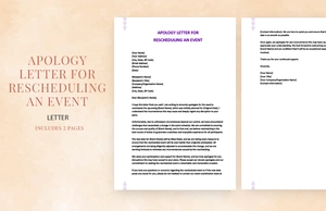 Apology letter for rescheduling an event