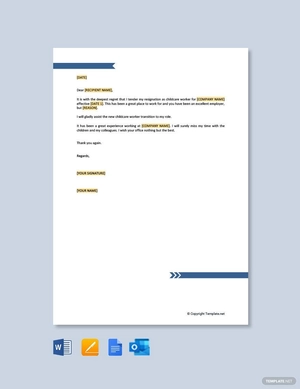 Child Care Worker Resignation Letter